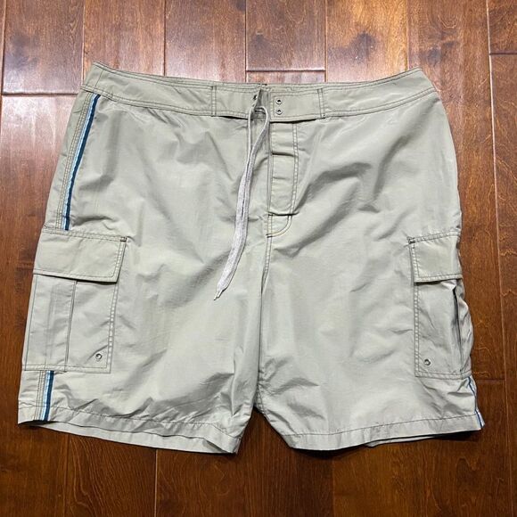 Old Navy Vintage Y2K Nylon Cargo Board Surf Trunks Shorts Khakis Men's Size XXL - Picture 2 of 9